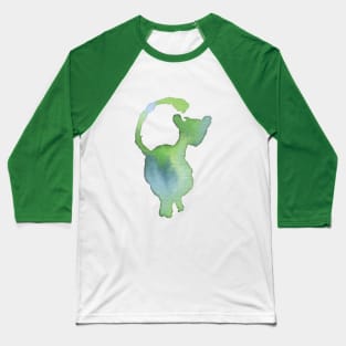 Blue & Green Kiss my Butt Cat Baseball T-Shirt